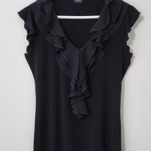 Black Frilly Top With Cap Sleeves