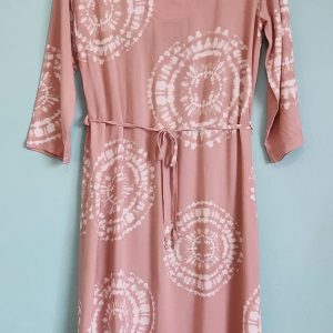 Pink & White Shift Dress With Fabric Tie Belt
