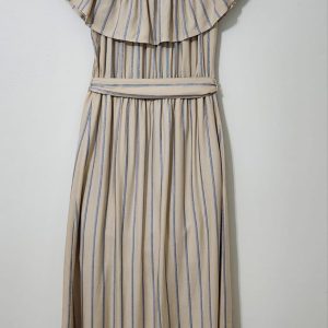 Beige & Blue Stripe Pull Over Dress