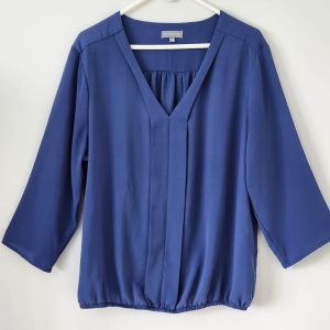 Blue Top With Crop Turn-up Sleeves